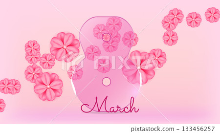 March 8 International Womens Day Celebrate holiday. Symbol of equality strength and femininity. For marketing banner social media and campaign. Vector illustration. March 8 International Womens Day Celebrate holiday. Symbol of equality strength and femininity. For marketing banner social media and campaign. Vector illustration. 133456257