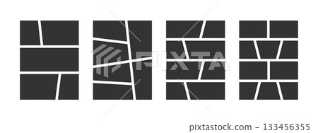 Set of anime comic book templates. Manga page panels isolated on white background. Grids for graphic novel storyboard. Photo collage, magazine, poster or brochure layouts. Vector illustration Set of anime comic book templates. Manga page panels isolated on white background. Grids for graphic novel storyboard. Photo collage, magazine, poster or brochure layouts. Vector illustration 133456355
