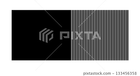 Black half striped rectangle geometric shape isolated on white background. Blinds or shutters silhouette. Minimalistic design element. Vector graphic illustration Black half striped rectangle geometric shape isolated on white background. Blinds or shutters silhouette. Minimalistic design element. Vector graphic illustration 133456358