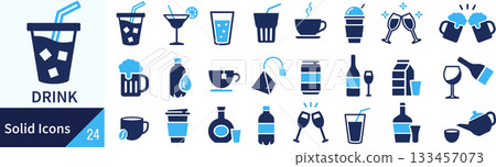 向量飲料輪廓圖示集 133457073