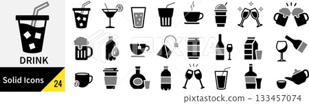 向量飲料輪廓圖示集 向量飲料輪廓圖示集 133457074