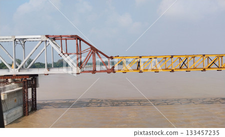 working progress at high-speed railway construction site in india working progress at high-speed railway construction site in india 133457235