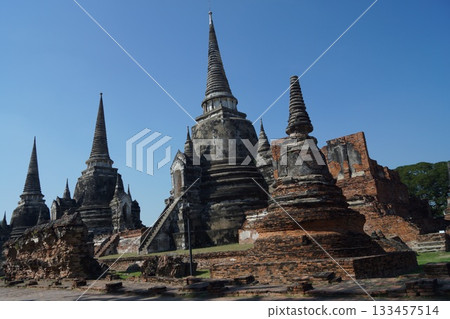 Wat Phra Si Sanphet pagoda in Ayutthaya Historical Park, Ayutthaya, Thailand Wat Phra Si Sanphet pagoda in Ayutthaya Historical Park, Ayutthaya, Thailand 133457514