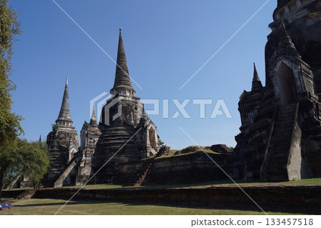 Wat Phra Si Sanphet pagoda in Ayutthaya Historical Park, Ayutthaya, Thailand Wat Phra Si Sanphet pagoda in Ayutthaya Historical Park, Ayutthaya, Thailand 133457518