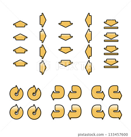 Rounded arrow icon set (gold) Rounded arrow icon set (gold) 133457600