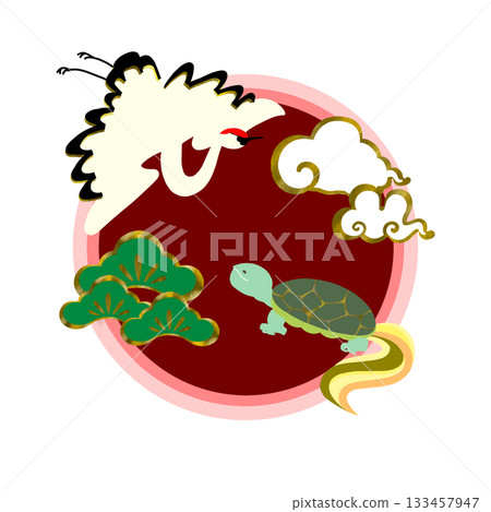 仙鶴龜吉祥圖案 / 日式風格 / 紅色 / 長壽 133457947