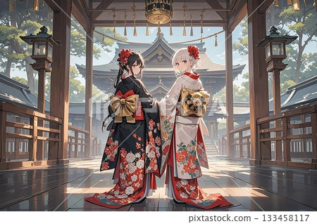 New Year's visit illustration 133458117