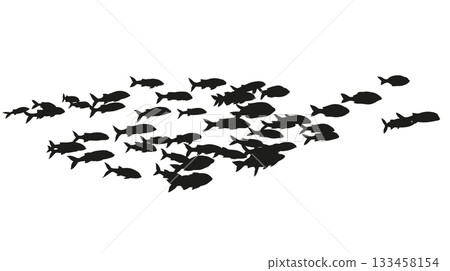 Silhouettes of groups of fishes 133458154