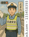 Police officers guiding traffic safety 133458393