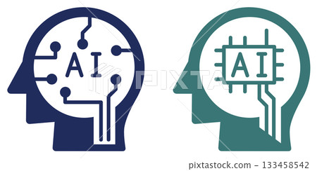 一個圖示的插圖，該圖示利用人工智慧代替人類快速處理和計算事物。 133458542