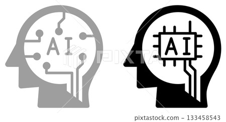 一個圖示的插圖，該圖示利用人工智慧代替人類快速處理和計算事物。 133458543