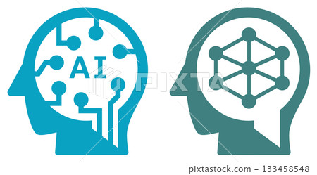 一個圖示的插圖，該圖示利用人工智慧代替人類快速處理和計算事物。 133458548