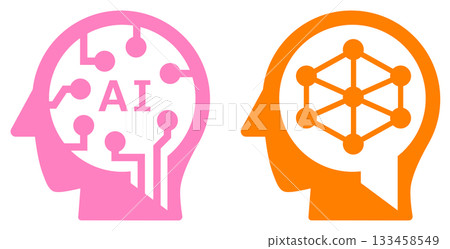 一個圖示的插圖，該圖示利用人工智慧代替人類快速處理和計算事物。 133458549
