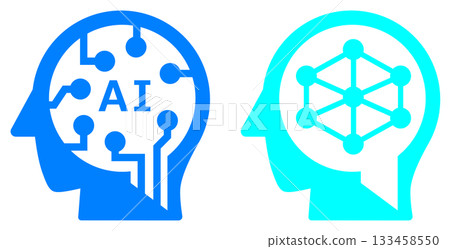 一個圖示的插圖，該圖示利用人工智慧代替人類快速處理和計算事物。 133458550