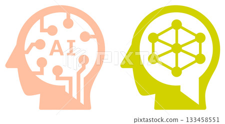 一個圖示的插圖，該圖示利用人工智慧代替人類快速處理和計算事物。 133458551