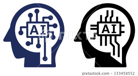 一個圖示的插圖，該圖示利用人工智慧代替人類快速處理和計算事物。 133458552