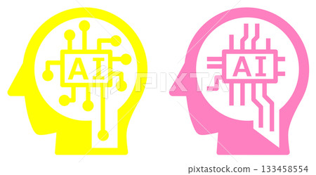 一個圖示的插圖,該圖示利用人工智慧代替人類快速處理和計算事物。 一個圖示的插圖,該圖示利用人工智慧代替人類快速處理和計算事物。 133458554