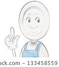 Plate character wearing an apron (pointing) 133458559