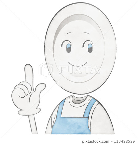Plate character wearing an apron (pointing) Plate character wearing an apron (pointing) 133458559