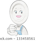 Plate character wearing an apron (clapping hands, smiling) 133458561
