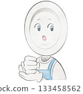Plate character wearing an apron (clapping hands/surprised) 133458562