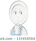 Plate character wearing an apron (hand on chin, thinking) 133458564