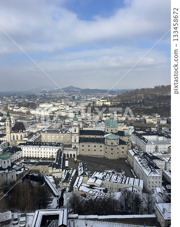 Salzburg cityscape in winter 133458672