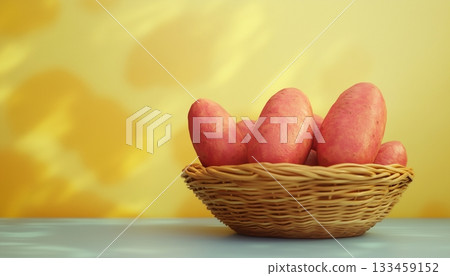 Sweet potato fresh organic vegetable on wooden rattan in table Sweet potato fresh organic vegetable on wooden rattan in table 133459152