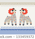 Two goats stand opposite each other. Dymkovsky toy 133459372