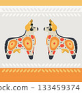Two cows stand opposite each other. Dymkovsky toy 133459374