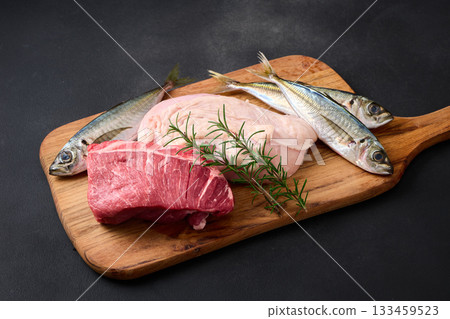 豬肩肉、雞胸肉、竹莢魚 豬肩肉、雞胸肉、竹莢魚 133459523