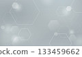 Abstract futuristic gray background with overlap white hexagon shapes and flow lights. Vector illustration 133459662