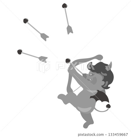 一幅描繪心懷鬼胎的丘比特頑皮射箭的插圖 133459667