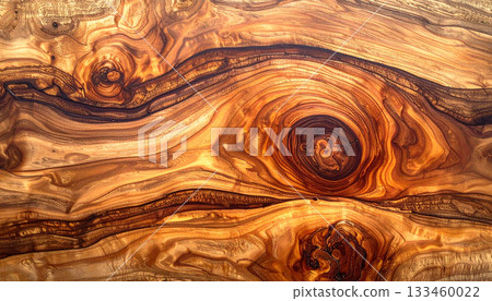 具有動態和藝術感的木紋紋理,帶有金色光澤和漩渦紋理。 具有動態和藝術感的木紋紋理,帶有金色光澤和漩渦紋理。 133460022
