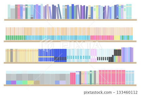 插圖集書架上排列著各種書籍 133460112