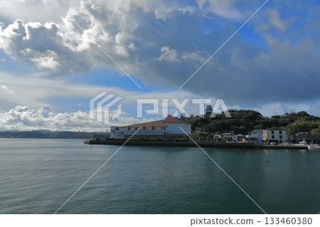 Hirado Castle towering over the top of a hill 133460380
