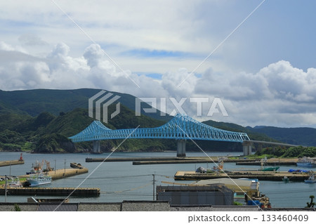 平戶立浦漁港和生月橋的景色 133460409