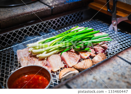Authentic Korean Samgyeopsal (grilled pork belly) Authentic Korean Samgyeopsal (grilled pork belly) 133460447