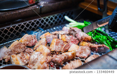 Authentic Korean Samgyeopsal (grilled pork belly) Authentic Korean Samgyeopsal (grilled pork belly) 133460449