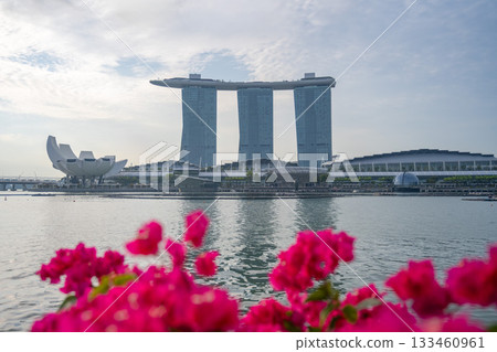 新加坡，清晨的濱海灣和濱海灣金沙酒店 133460961