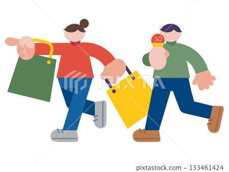 Men and women shopping Men and women shopping 133461424