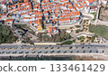 sines portugal. sines skyline view, sines harbor with ancient rooftops, aerial perspective of sines historic neighborhood, panoramic scene of sines historic district 133461429