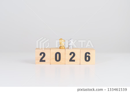 Happy New Year 2026 year block with horse chess. Year of the Horse, animals of the Chinese zodiac, horoscope, success and good fortune Happy New Year 2026 year block with horse chess. Year of the Horse, animals of the Chinese zodiac, horoscope, success and good fortune 133461539