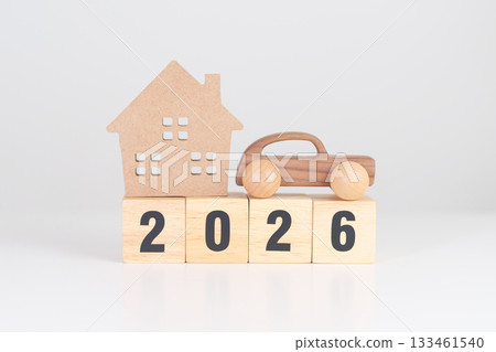 Happy New Year 2026 with house and Car model. real estate, Home mortgage and car loan, tax, investment, financial, savings, interest rate, economic recession and New Year concepts Happy New Year 2026 with house and Car model. real estate, Home mortgage and car loan, tax, investment, financial, savings, interest rate, economic recession and New Year concepts 133461540