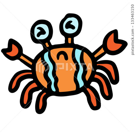 Hand drawn crying crab illustration for sea life, under the sea, aquarium, ocean, post card, animals, zoo, souvenir shop, cartoon character, comic, mascot, toy, kid doll, sticker, emotion, emoji 133463150