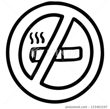 Hand drawn outline of no smoking sign for symbol, signage, message, campaign badge, human, people, healthy lifestyle, hobbies, leisure, life, sticker, cigarette icon Hand drawn outline of no smoking sign for symbol, signage, message, campaign badge, human, people, healthy lifestyle, hobbies, leisure, life, sticker, cigarette icon 133463297
