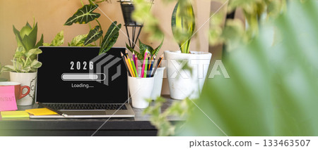 Waiting for new year.  Loading year 2025 to 2026 for start new business and new life.  133463507