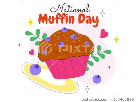 National Muffin Day Vector Illustration On February 20th Featuring Chocolate Chip Classic Treats In A Delicious Flat Cartoon Style Background National Muffin Day Vector Illustration On February 20th Featuring Chocolate Chip Classic Treats In A Delicious Flat Cartoon Style Background 133463889