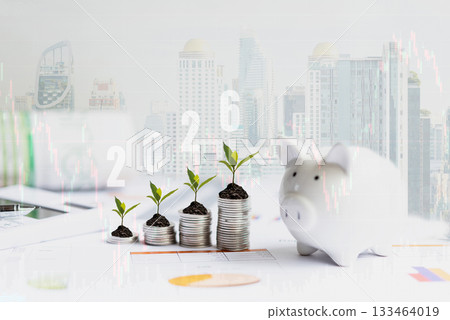 Saving Year 2026, Piggy bank saving and investment  133464019