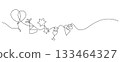 new year party celebration decorate one line drawing continuous 133464327